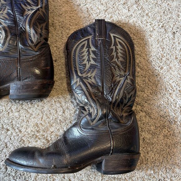 Vintage Tony Lama Black Label Men’s 9.5 D Brown Western Cowboy Boots main image 6
